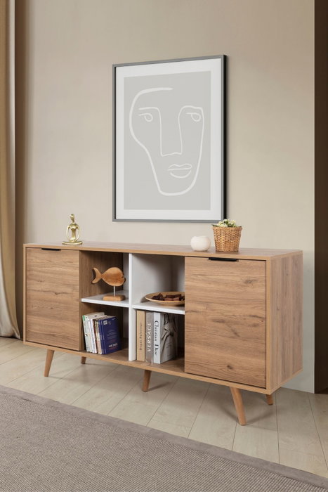 Hanah Home Sina 4621 Consola Roble Zafiro y Blanco